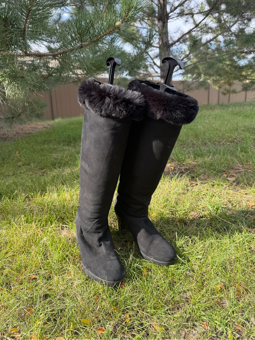 ~Baldanini*Italy Gently Used Tall Black FurLined Suede Waterproof Boots